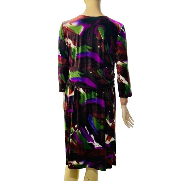 MONROE & MAIN Women's Wrap Dress Abstract Print Multicolor Poly Stretch Size 18W - Picture 5 of 12